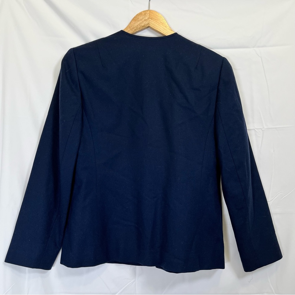 Vintage Pendleton Size 10 Womens Navy Blue 100% Virgin Wool Blazer Jacket - Picture 4 of 11